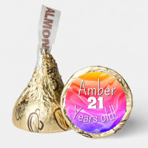 21st Birthday Rainbow Marble Personalized Name Hershey®'s Kisses®