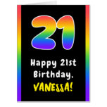 [ Thumbnail: 21st Birthday: Rainbow Spectrum # 21, Custom Name Card ]