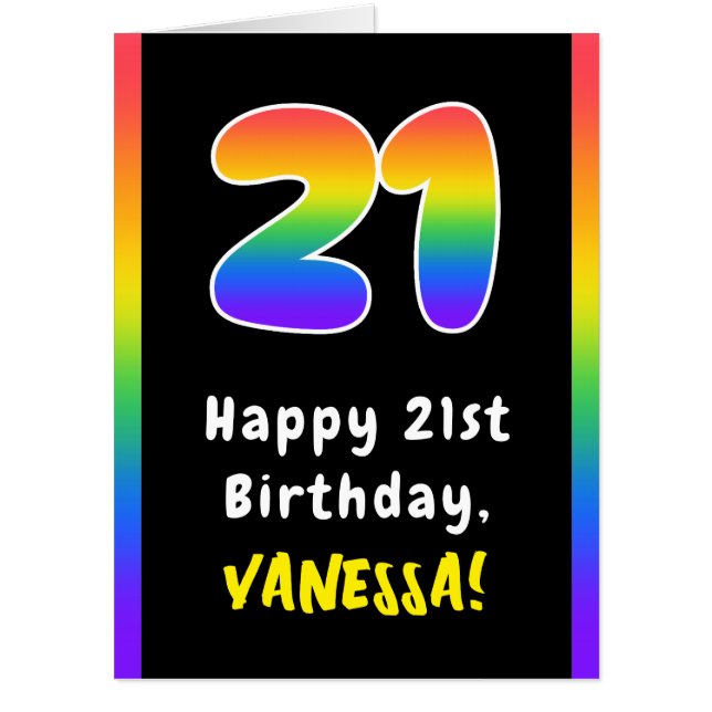 21st Birthday: Rainbow Spectrum # 21, Custom Name Card (Front)