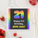 [ Thumbnail: 21st Birthday: Rainbow Spectrum # 21, Custom Name Napkins ]