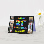 [ Thumbnail: 21st Birthday: Rainbow Text, Custom Photos & Name Card ]