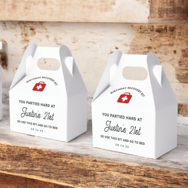 21st Birthday Recovery Kit Hangover Kit Favor Boxes (Creator Uploaded)