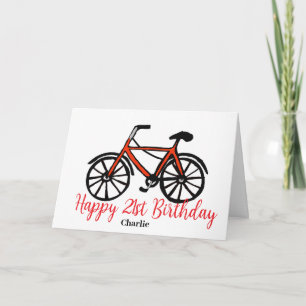 21st birthday red bike card