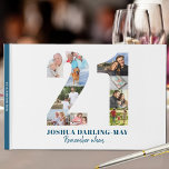 21st Birthday Remember When ... Blue Photo Collage Guest Book<br><div class="desc">This personalized photo guest book is a lovely milestone birthday keepsake for a 21st Birthday. Let your friends or 21st birthday party guests add photos and "remember when ... ", fun and special memories. The design features a photo collage in the shape of the number 21 and the template is...</div>