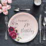 21st birthday rose gold blush pink florals paper plates