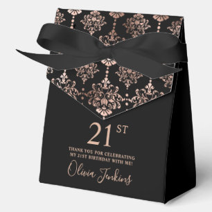 21st Birthday Rose Gold Elegant Thank You  Favor Boxes