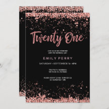 21st birthday rose gold glitter Invitation