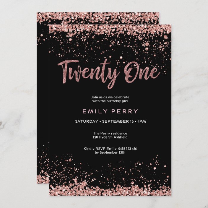 21st birthday rose gold glitter Invitation | Zazzle.com