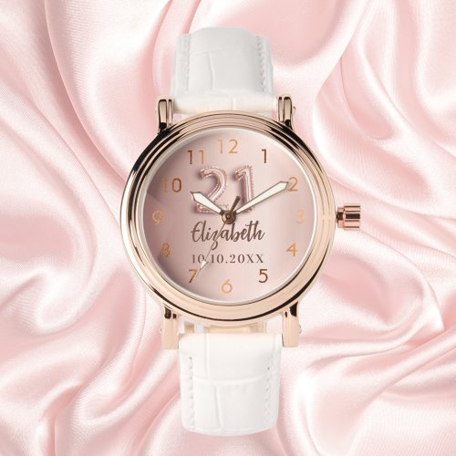 21st Birthday rose gold name Watch