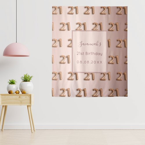 21st birthday rose gold pink name tapestry