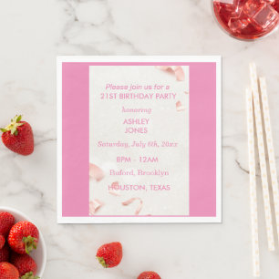 21st Birthday Rose Gold pink Party Invitation Napkins