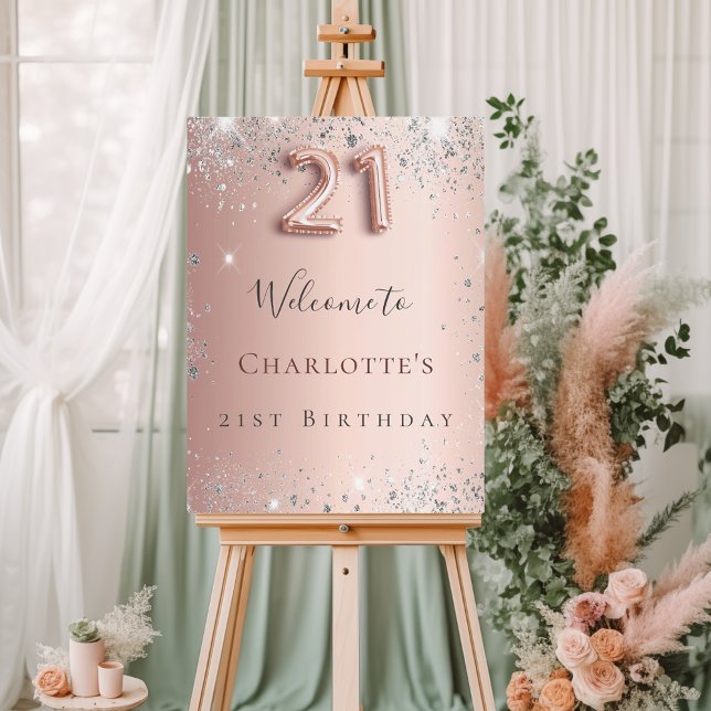 21st birthday rose gold silver glitter welcome foam board (Creator Uploaded)