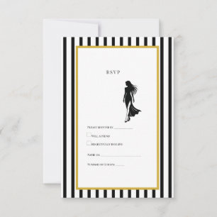 21st Birthday RSVP Card Black & Gold Party