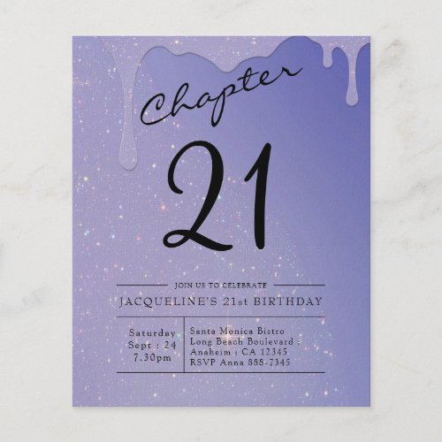 21st Birthday Script Glitter Invitation Flyer