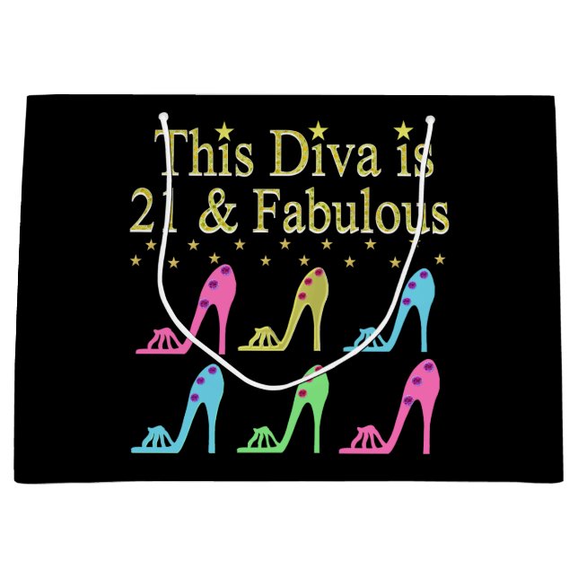 21ST BIRTHDAY SHOE QUEEN DESIGN LARGE GIFT BAG (Front)