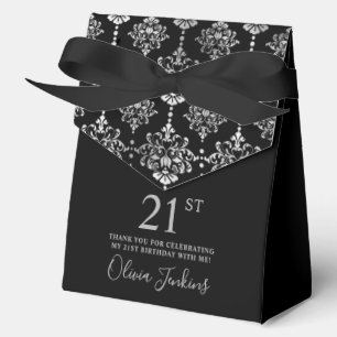 21st Birthday Silver Elegant Thank You  Favor Boxes