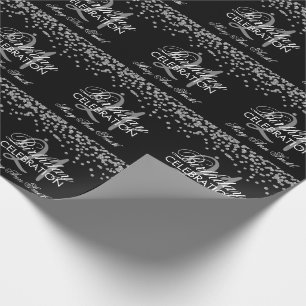 21st Birthday Silver Faux Glitter Confetti Black Wrapping Paper