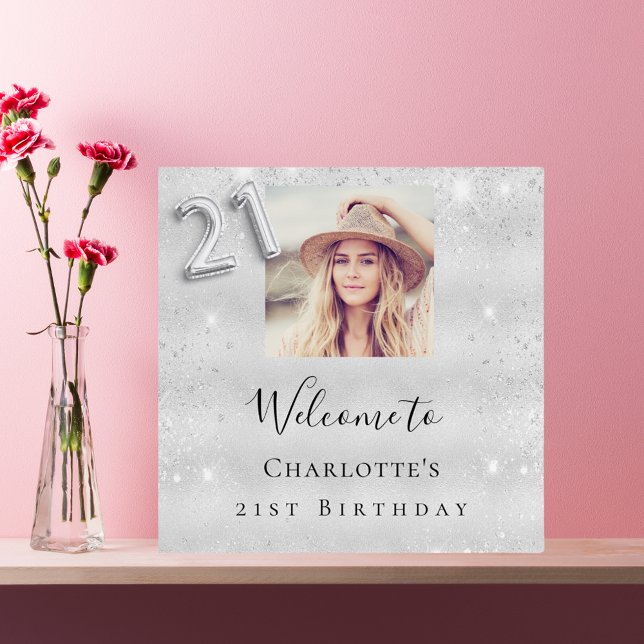 21st birthday silver glitter photo welcome foam board (Creator Uploaded)