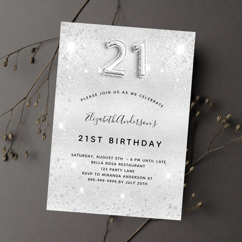 21st birthday silver metal glitter dust glam