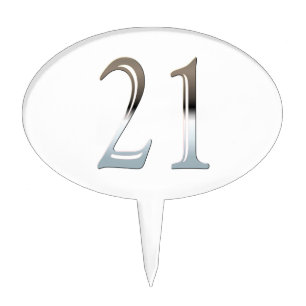21st Birthday Silver Number 21 Cake Topper