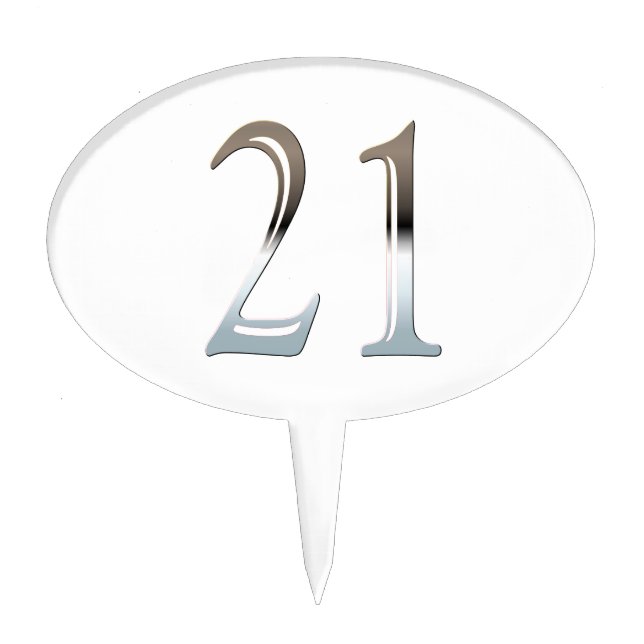 21st Birthday Silver Number 21 Cake Topper (Front)