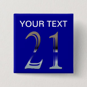 21st Birthday Silver Number 21 Pinback Button