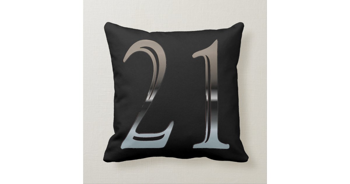 21st Birthday Silver Number 21 Red And Black Throw Pillow Zazzle