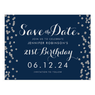 21st Birthday Save The Date Postcards | Zazzle