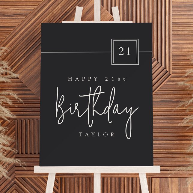 21st Birthday Simple Modern Minimal Flat Black Foam Board (Creator Uploaded)