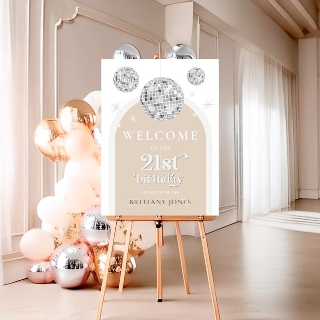 21st Birthday Single Retro Disco Ball Welcome Sign (Creator Uploaded)