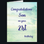 21st Birthday Son Card<br><div class="desc">Ocean seascape Fabulous 21st birthday Son greetings card.</div>