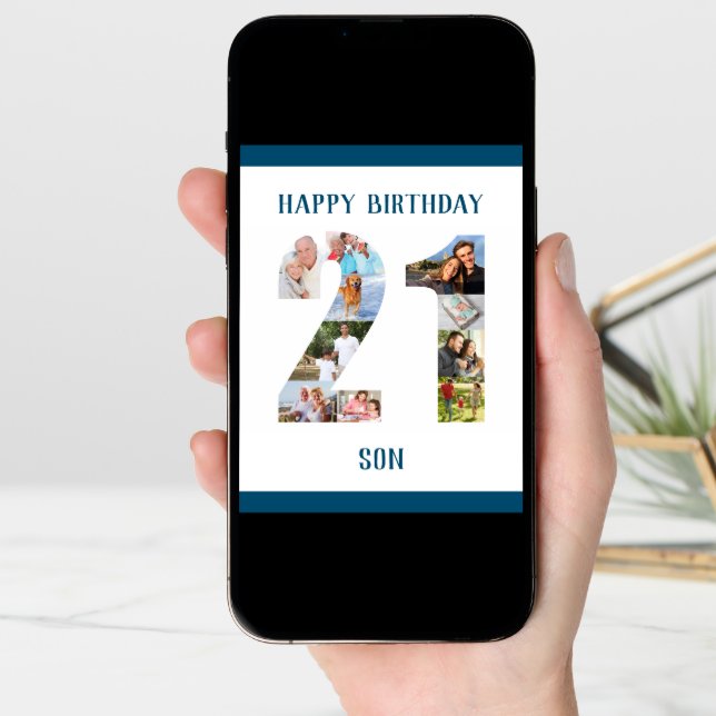 21st Birthday Son Number 21 Photo Collage Big (Front Digital)