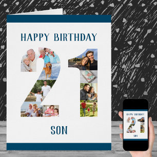 21st Birthday Son Number 21 Photo Collage Big Cards