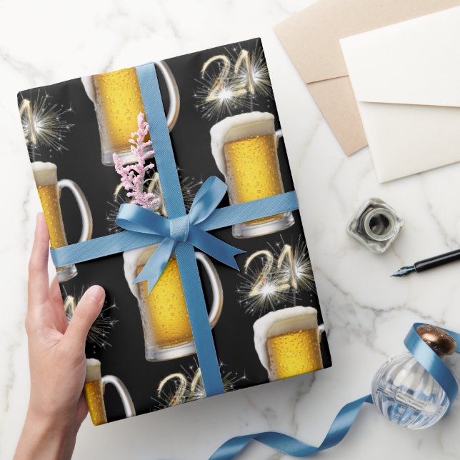 21st Birthday Sparklers in Beer Mug  Wrapping Paper (Gifting)