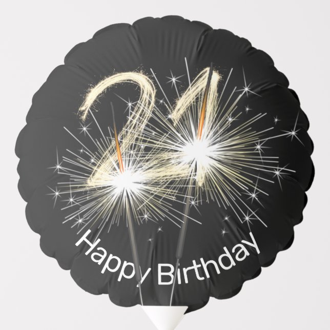 21st Birthday Sparklers on Black Balloon (Front)