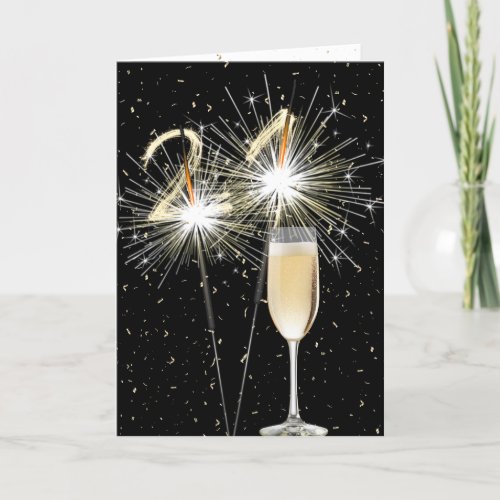 21st Birthday Sparklers With White Wine Card