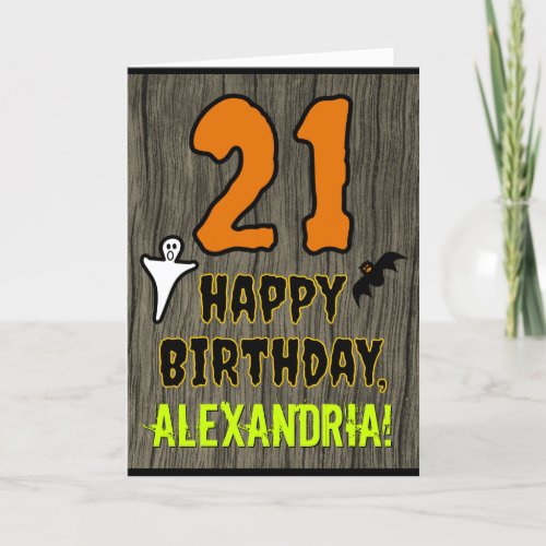 21st Birthday Spooky Halloween Theme Custom Name Card