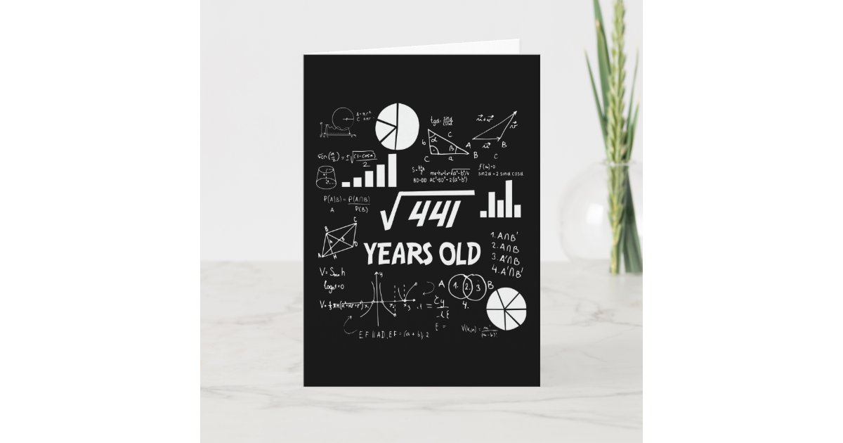 21st Birthday Square Root Math 21 Years Old Bday Card | Zazzle
