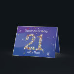 21st Birthday - Star Numbers - Blue - Age 21 Card<br><div class="desc">21st Birthday Card in Blue. You can edit or delete the text as you wish, by clicking on "Personalize this template". 21 in Stars - Age Number - Twenty-first Birthday Card - Blue Background - Customizable Text. Blue card with stars number design - the number "21" created with yellow, red...</div>