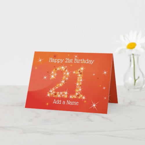 21st Birthday _ Star Numbers _ Red _ Age 21 Card