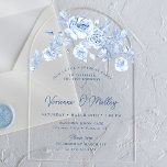 21st Birthday Surprise Party Blue Floral Arch Acrylic Invitations<br><div class="desc">Elegant blue rose floral 21st birthday acrylic arch invitation.</div>
