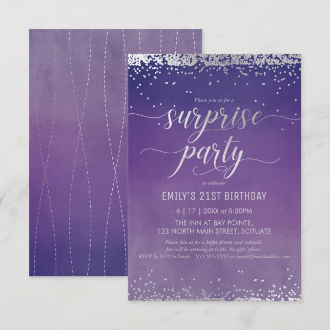 21st Birthday Surprise Party Invitation - Elegant (Front/Back)