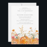 21st Birthday Surprise Party Pumpkin Wildflower Invitation<br><div class="desc">Fall pumpkins are nestled in delicate golden yellow and orange wildflowers to create an elegant aesthetic. All of the text is editable so you can easily craft your own special mood.</div>