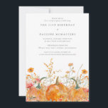 21st Birthday Surprise Party Pumpkin Wildflower Invitation<br><div class="desc">Fall pumpkins are nestled in delicate golden yellow and orange wildflowers to create an elegant aesthetic. All of the text is editable so you can easily craft your own special mood.</div>