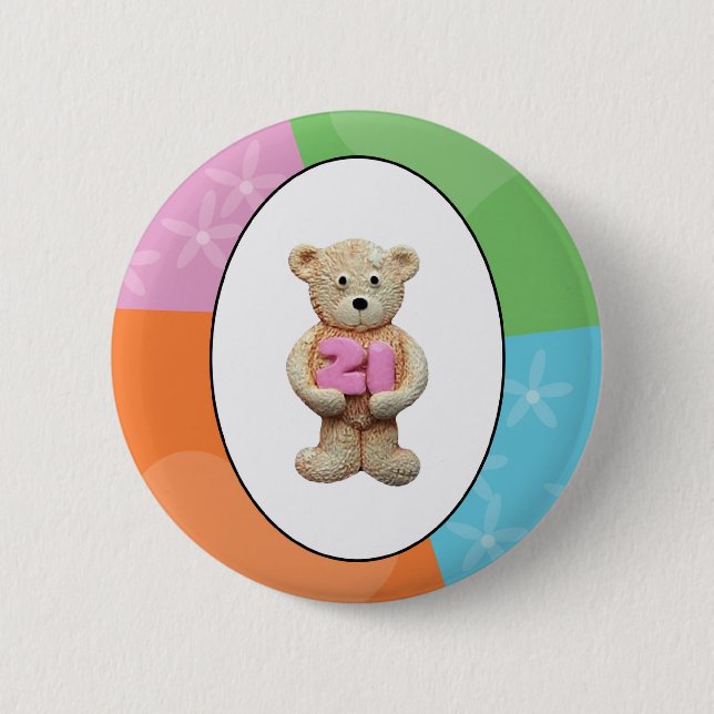 21st Birthday Teddy Bear Button (Front)