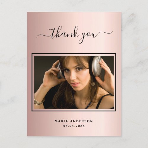 21st birthday thank you photo rose gold postcard