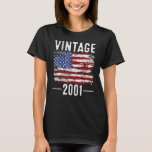 21st Birthday Usa Flag Vintage American Flag 2001 T-Shirt