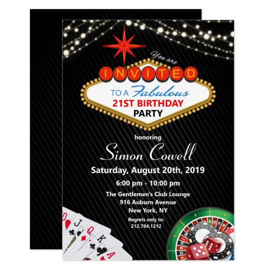 Casino Themed Birthday Party Invitations