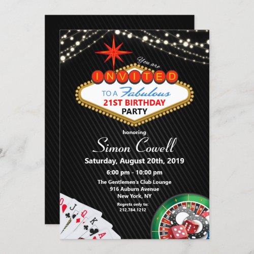 21st Birthday Vegas Casino Invitation