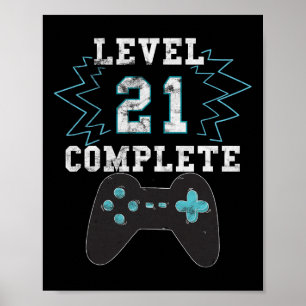 21st Birthday Video Game Humor Tee Funny Gamer Gif Poster